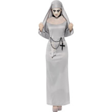Uk 12-14 Grey Ladies Gothic Nun Costume - nun costume dress gothic fancy halloween adult ladies outfit scary mary womens smiffys