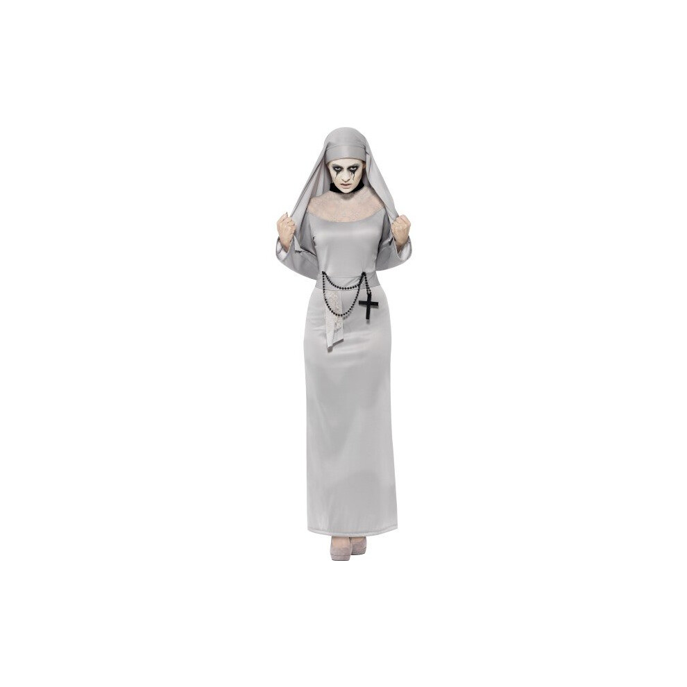 Uk 12-14 Grey Ladies Gothic Nun Costume -  nun costume dress gothic fancy halloween adult ladies outfit scary mary womens smiffys