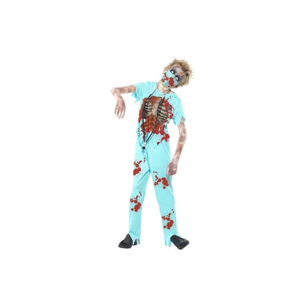 Smiffy's Children's Zombie Surgeon Costume, Trousers, Printed Top, Mask & - Zombie Surgeon Costume Fancy Dress Halloween Boys Doctor Kids