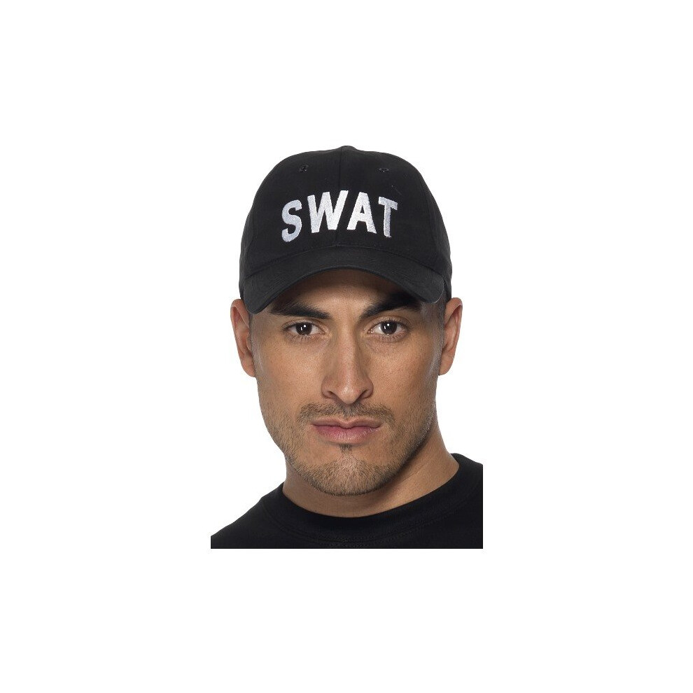 Smiffy's Adult Unisex Swat Baseball Cap, One Size, 35463 - Swat Baseball Cap Fancy Dress Hat Adult Unisex Costume Police Black