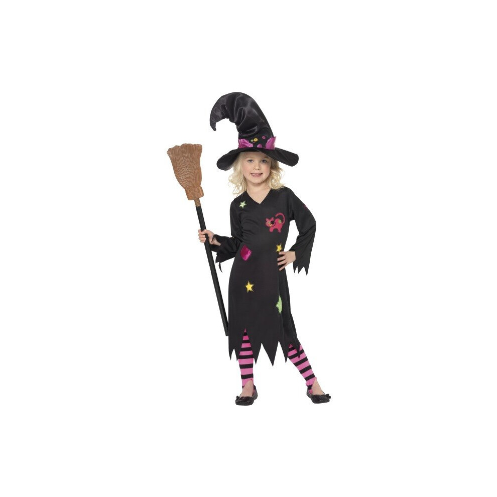 Smiffy's Toddler's Cinder Witch Costume, Dress, Hat & Tights, Ages T2, Colour: -