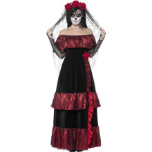 Smiffy's Adult Women's Day Of The Dead Bride Costume, Dress And Rose Veil, Day - costume dead ladies fancy dress day bride halloween corpse outfit