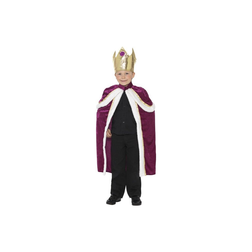 Smiffy's Children's Kiddy King Costume, Robe & Crown, Ages 7-9, 35959 -