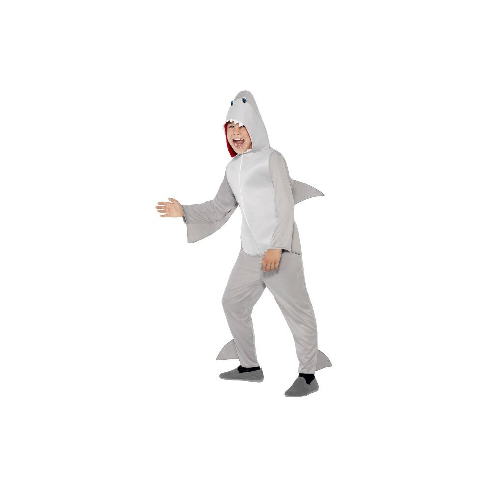 Smiffy's Children's Unisex All In One Shark Costume, Jumpsuit With Hood And -  costume shark fancy dress animal boys book kids week girls outfit