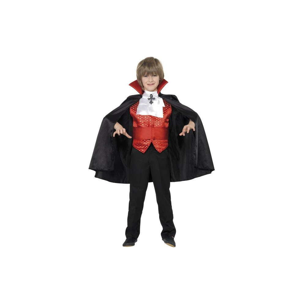 Smiffy's Children's Dracula Boy Costume, Cape, Cummerbund, Cravat & Waistcoat, -