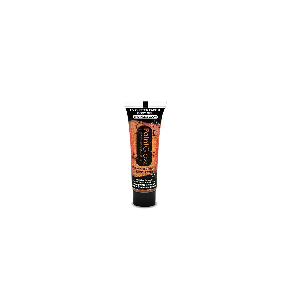 Peach Uv Glitter Body Gel, 10Ml - Face Gel Neon Glow Paint Paintglow Festival - Uv Body Glitter Face Gel Neon Glow Paint Paintglow Festival