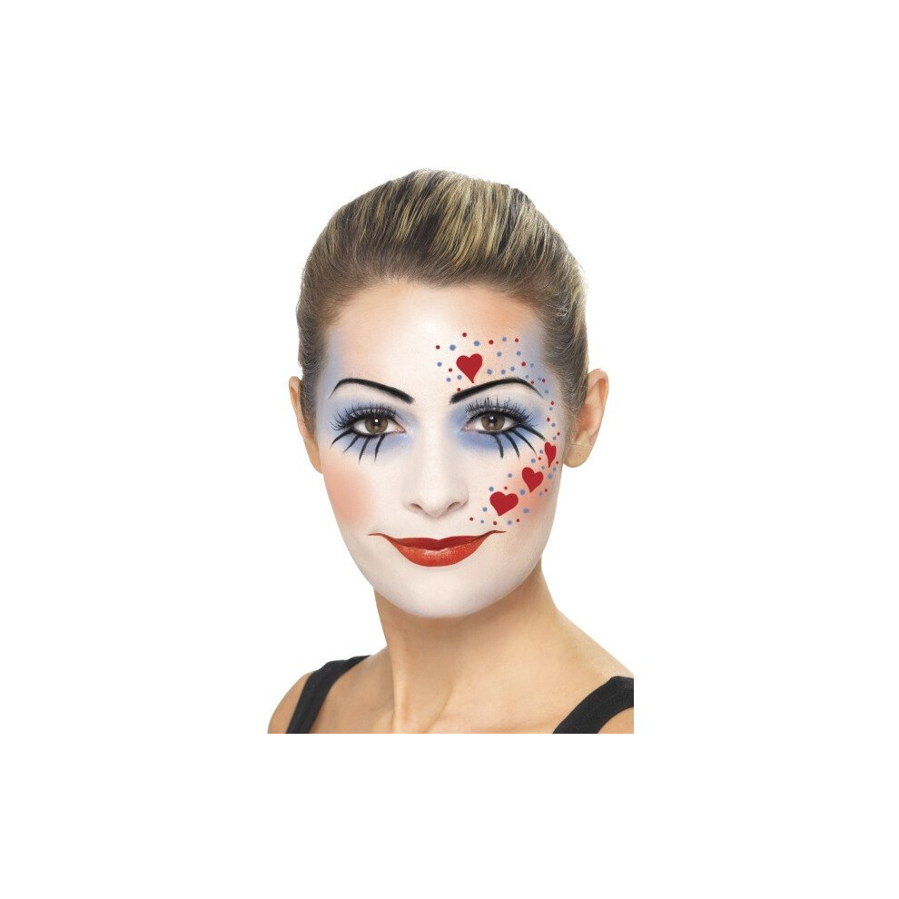 Smiffy's Clown Make-Up Kit With Facepaint, Nose Crayons And Sponge - Make Up - Clown Kit Make Up Face Halloween Fancy Dress Paint Nose