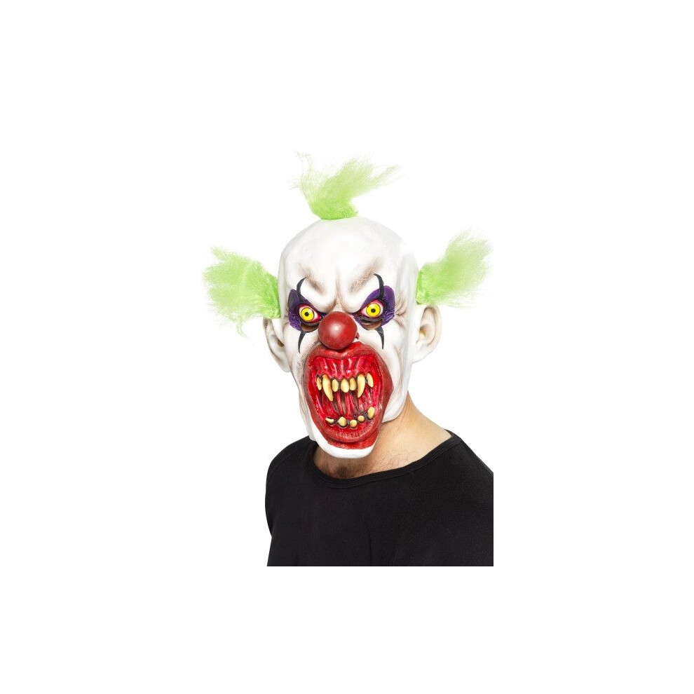 Smiffy's Sinister Clown Mask - Clown Mask Halloween Fancy Dress Sinister Evil Scary Horror Rubber Costume Killer Full Wig