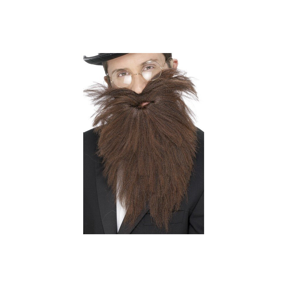 Smiffy's Long & Tash Old England Gentleman Beard - Beard Long Tash Fancy Dress Mens Costume Accessory Bushy Twits Moustache Brown