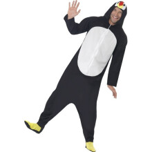 Adult Black Penguin Costume With Hooded -  costume penguin fancy dress adult animal mens outfit ladies zoo smiffys jumpsuit onesie christmas