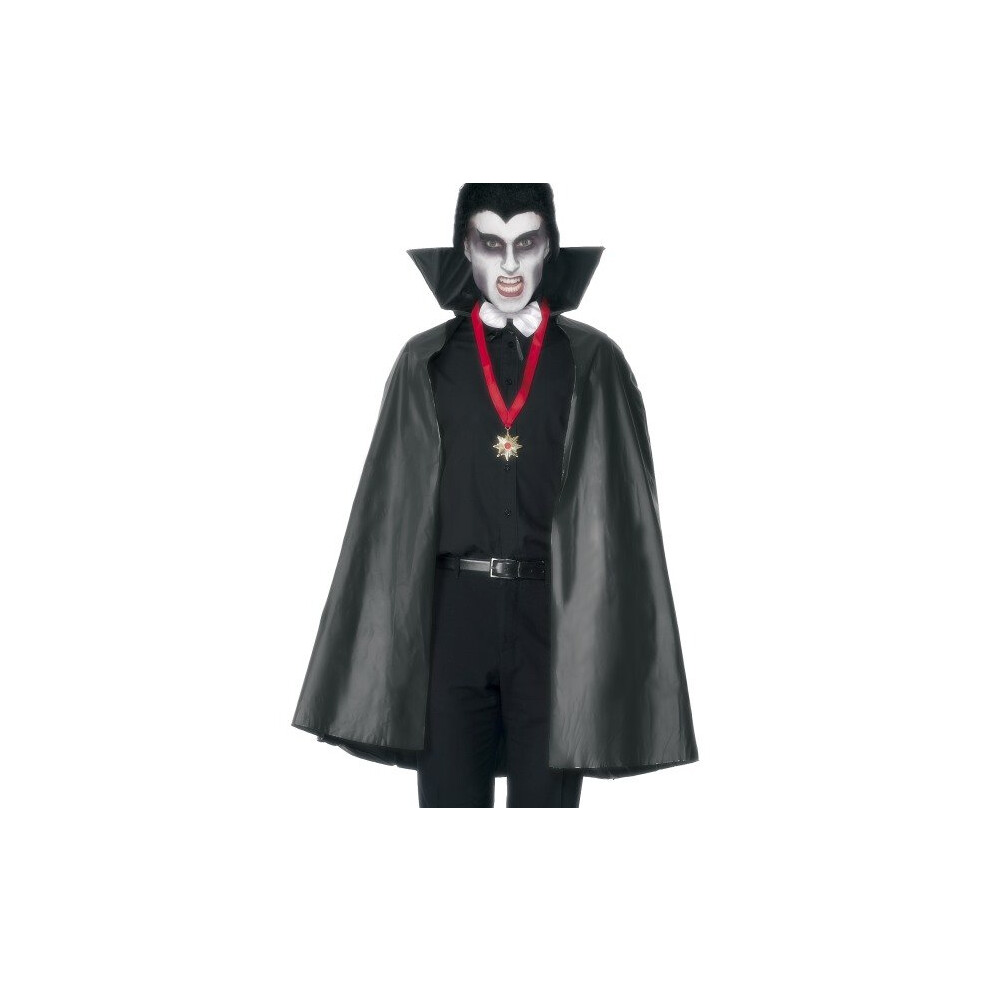 Smiffy's 114cm Cape Pvc Adult Pack - Black -  vampire cape fancy dress pvc halloween black costume adult collar accessory