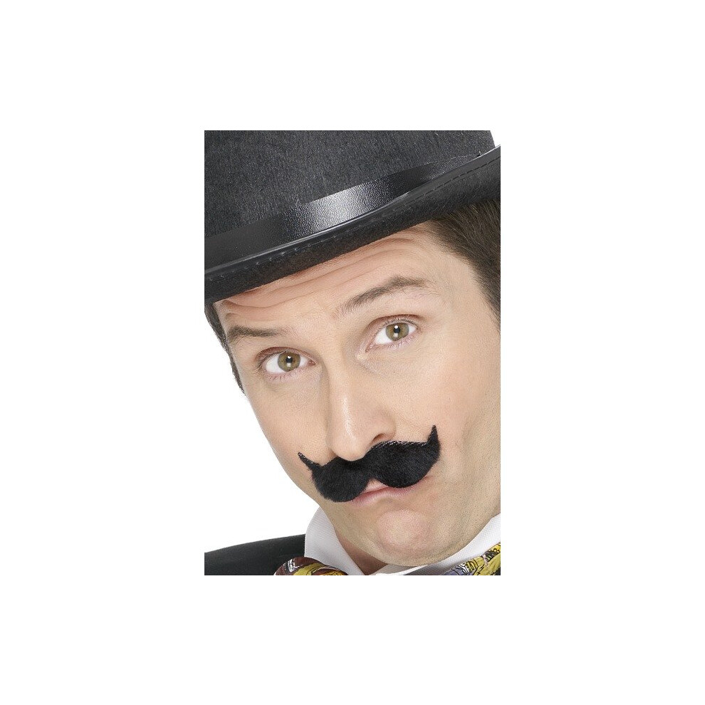 Smiffy's Edwardian Self-Adhesive Tash - Edwardian Old Tash Moustache England Fancy Dress Accessory Tales Costume Mens Black