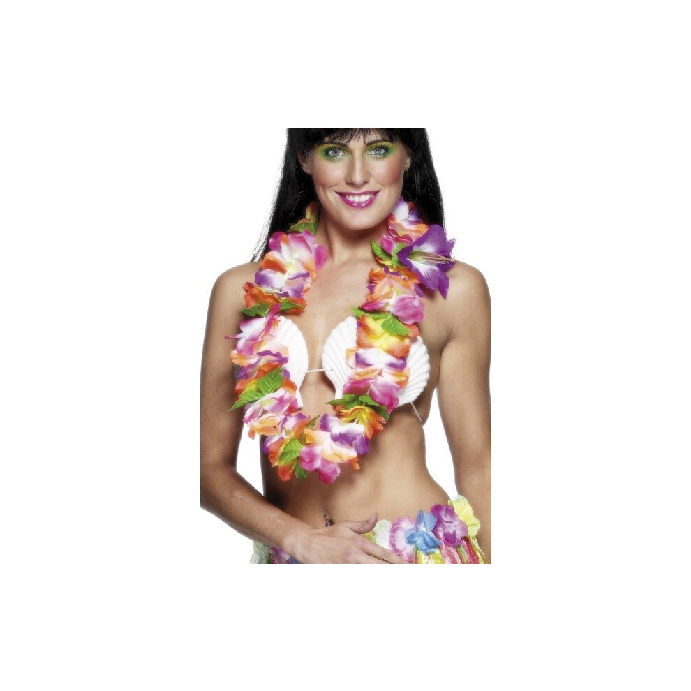 Smiffy's Hawaiian Lei With Large Bright Flowers - Multi-Colour - Hawaiian Lei Fancy Dress Garland Luau Hula Ladies Accessory Costume Beach Party Set