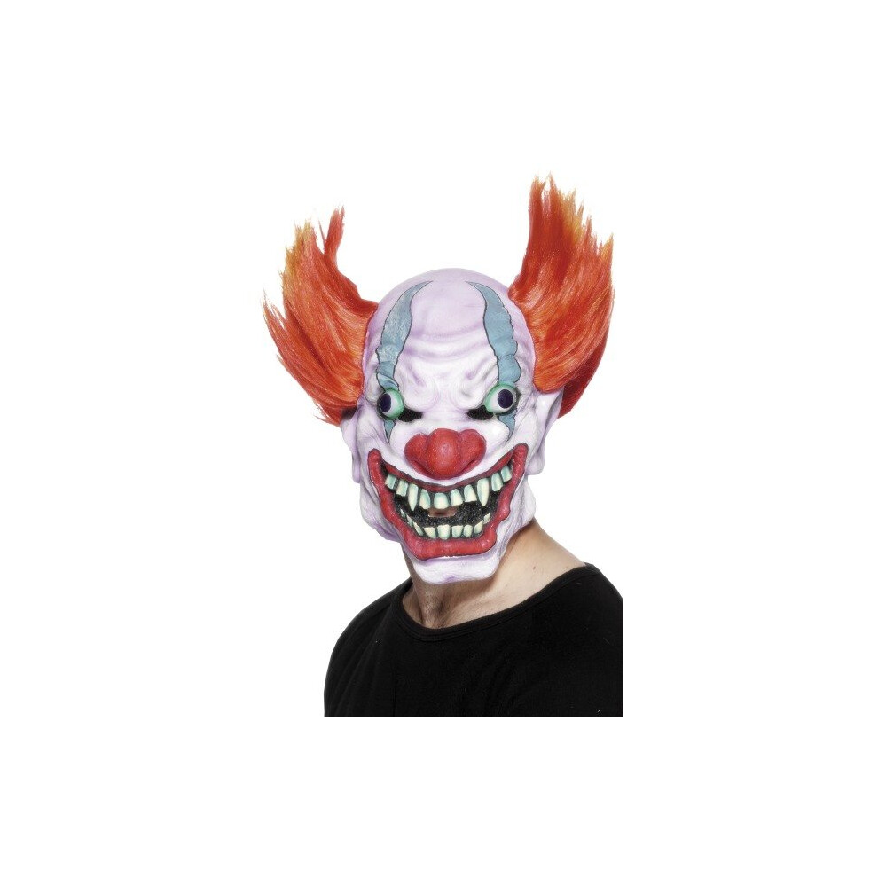 White Overhead Rubber Clown Mask. -  clown mask adult smiffys fancy dress one size halloween 34 hair mens