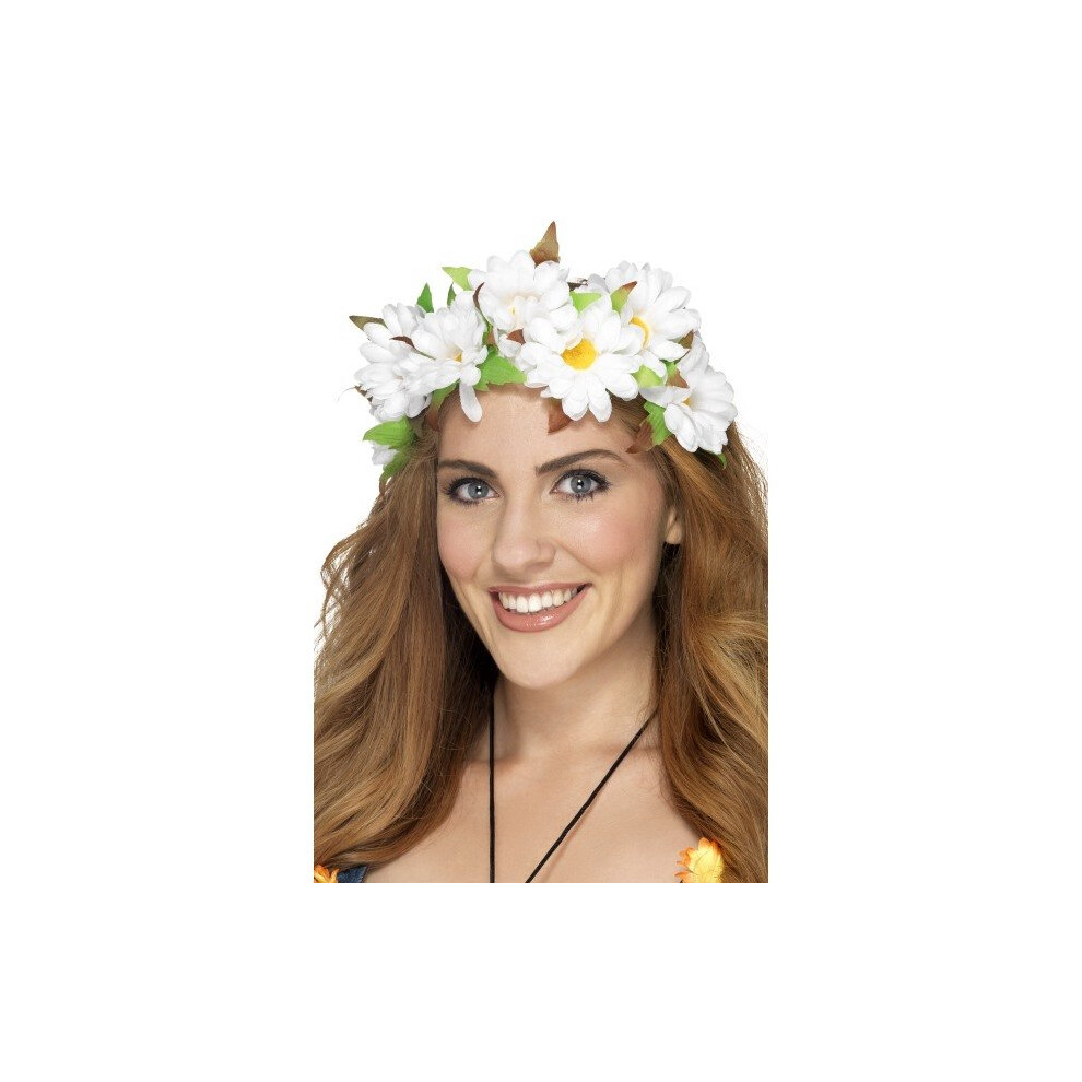 Smiffy's 42797 Daisy Floral Headband (one Size) -  floral headband daisy fancy dress costume hippie accessory flower