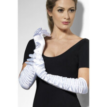 White Temptress Gloves - gloves long white temptress fancy dress ladies smiffys satin burlesque flapper 20s sexy