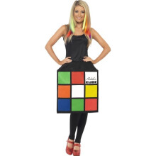 Smiffy's Women's Rubik's Cube Costume, 3d Cube Dress, Size: 12-14, Colour: - costume cube rubiks dress fancy ladies 80s womens 3d smiffys