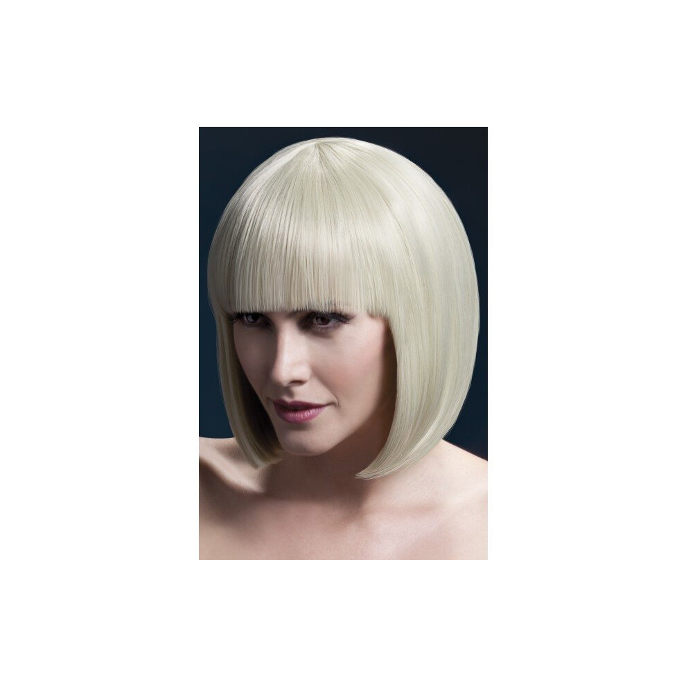 Fever Women's Sleek Blonde Bob With Bangs, 13inch, One Size, Elise,5020570425633 -  fever wig elise blonde bob fancy dress sleek womens smiffys