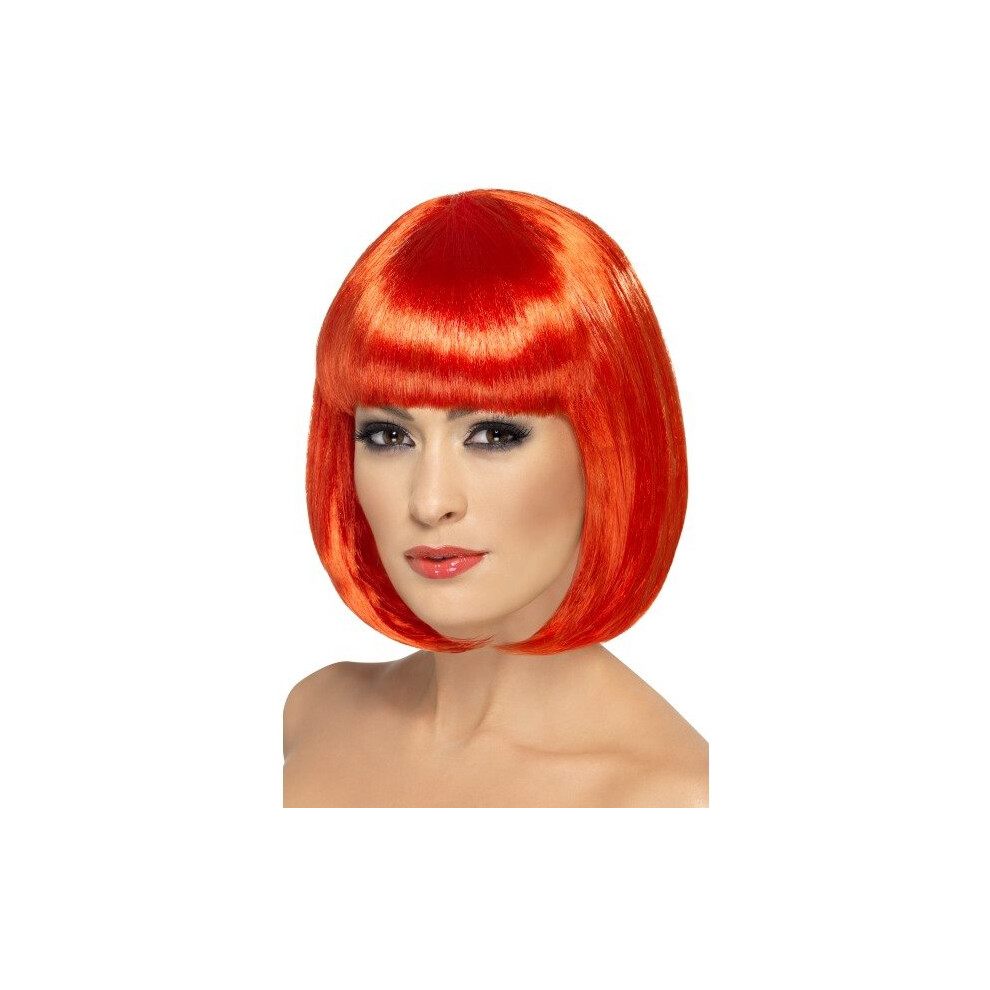 Smiffy's Women's Short 12inch Red Bob With Bangs, One Size, Partyrama Wig, -  wig red partyrama 12 bob inch fancy dress ladies