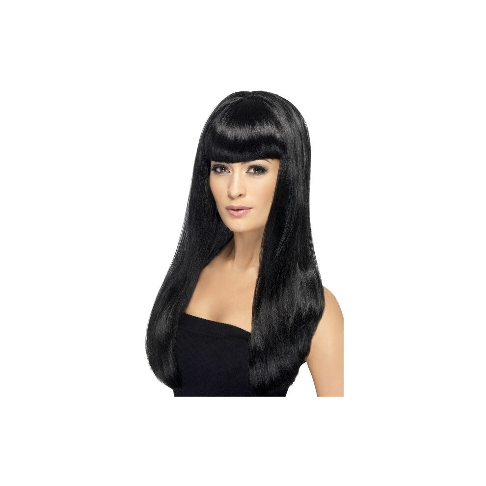 Smiffy's Babelicious Wig Long Straight With Fringe - Wig Babelicious Long Straight Fancy Fringe Dress Accessory Black
