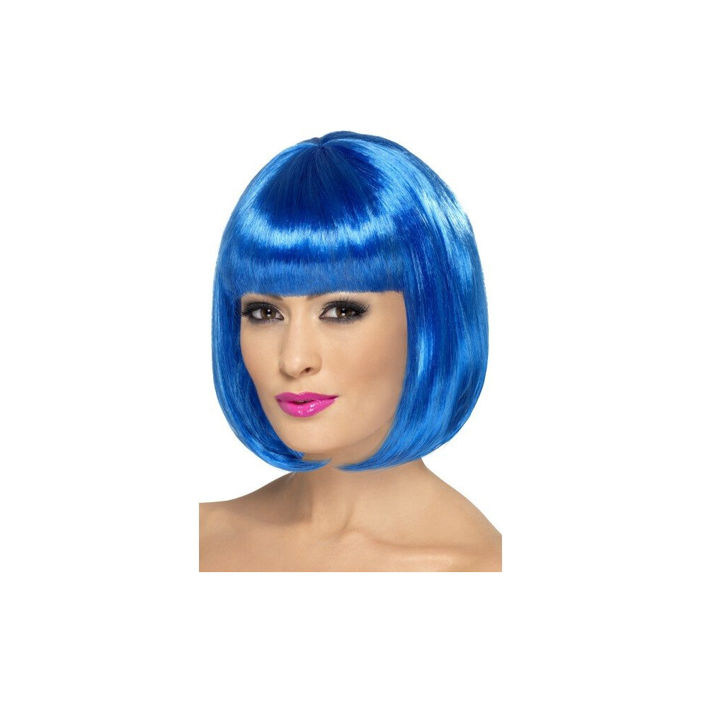 Smiffy's 12-Inch Partyrama Wig Short Bob With Fringe - Wig Partyrama Fancy Dress Bob Short Fringe 12 Inch Blue