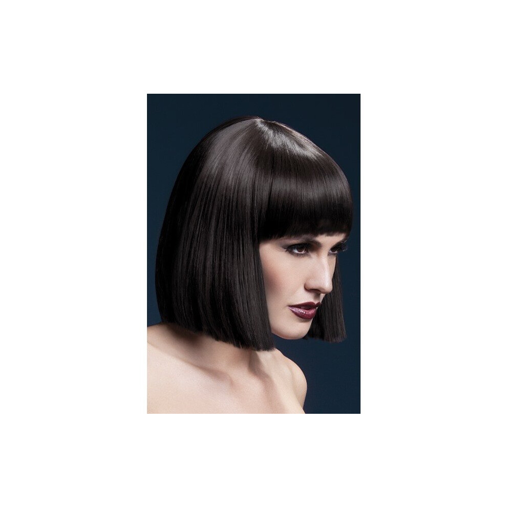 Smiffy's Fever Women's Lola Wig, One Size, - Wig Fever Lola Fancy Dress 12 Fringe Blunt Cut Brown