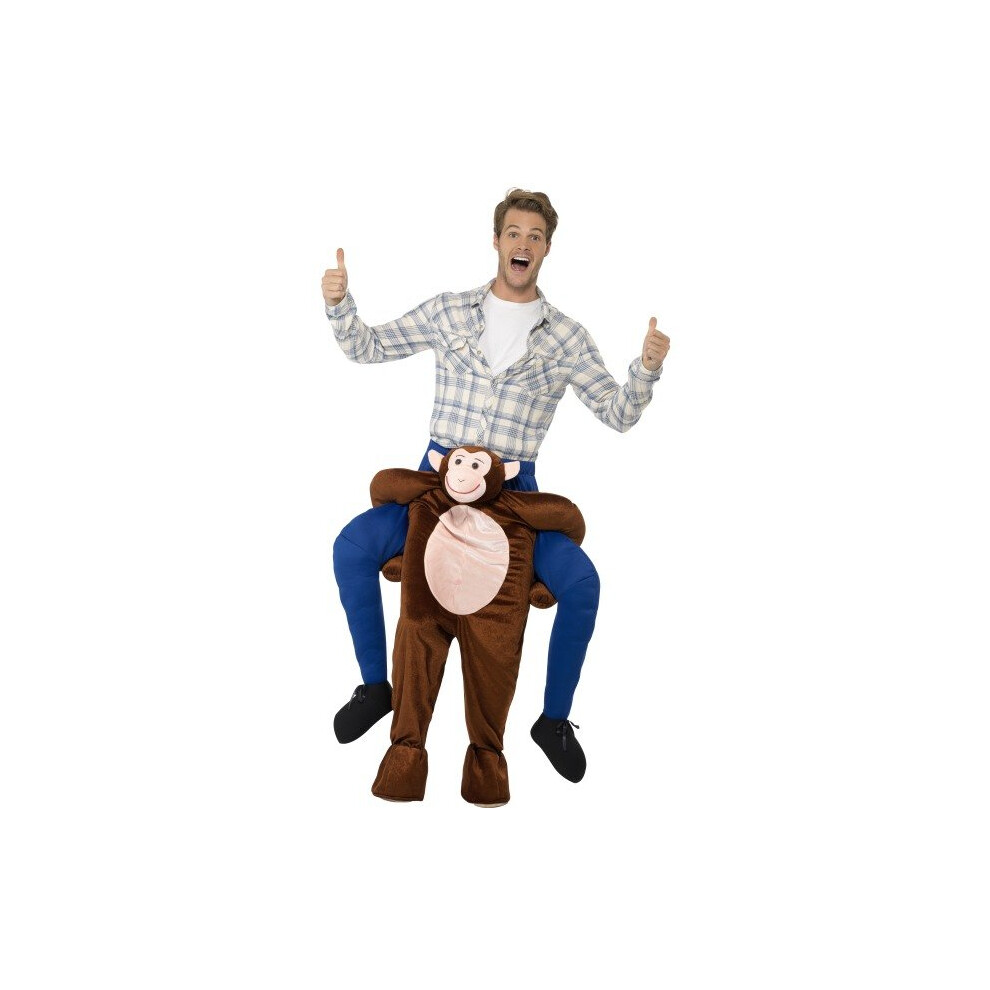 Smiffy's 24650 Piggyback Monkey Costume (One Size) - Fancy Dress Costume Monkey Adult Ride Piggyback Animal Stag Outfit Adults Cow Horse Mens Zoo Brown