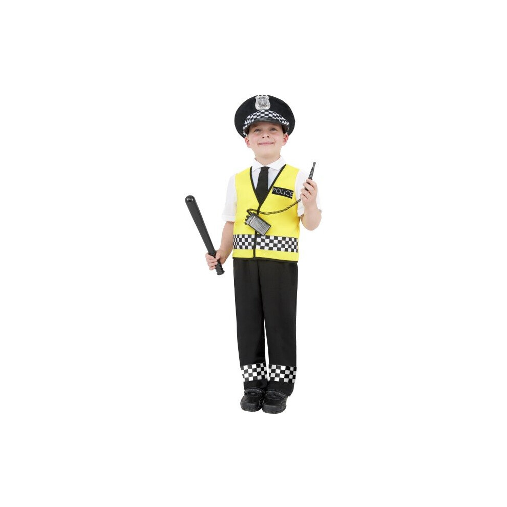 Smiffy's Police Boy Costume, Top, Trousers, Hat And Radio Set, Ages 4-6, -