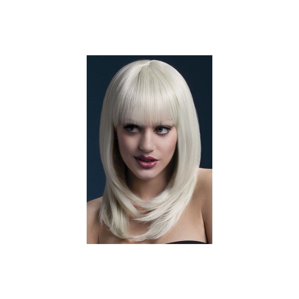 Fever Women's Medium Length Blonde Feathered Cut Wig With Bangs, 19inch, One -  wig tanja blonde smiffys fever fringe 48cm fancy dress long heat