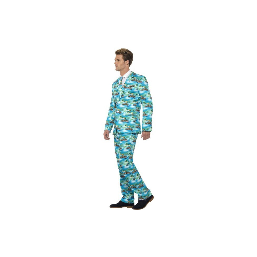 Smiffy's Adult Men's Aloha! Suit, Jacket, Trousers And Tie, Stand Out Suits, -  stand out suit fancy dress mens costume stag party aloha hawaiian do