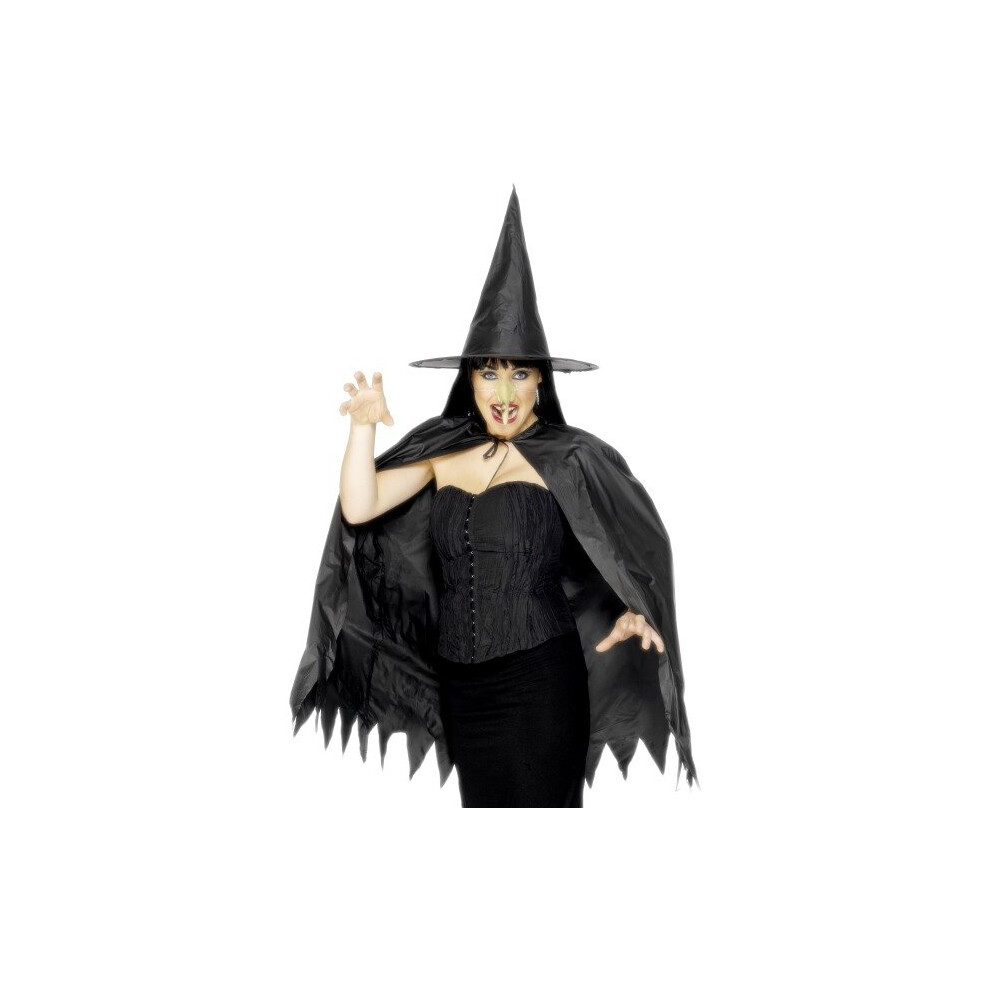 Black Ladies Witch Instant Kit -  instant witch fancy dress set kit halloween costume cape hat nose ladies adult accessory smiffys