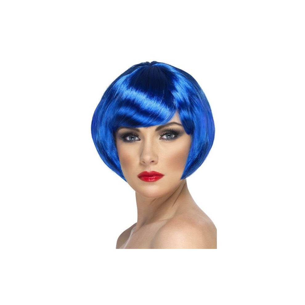 Smiffy's Babe Bob Wig With Fringe - Blue -  bob wig short blue babe fancy dress ladies fringe costume accessory smiffys