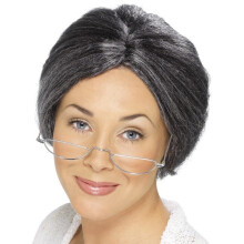 Grey Granny Bun Fancy Dress Wig - wig granny bun grey old fancy dress smiffys lady ladies
