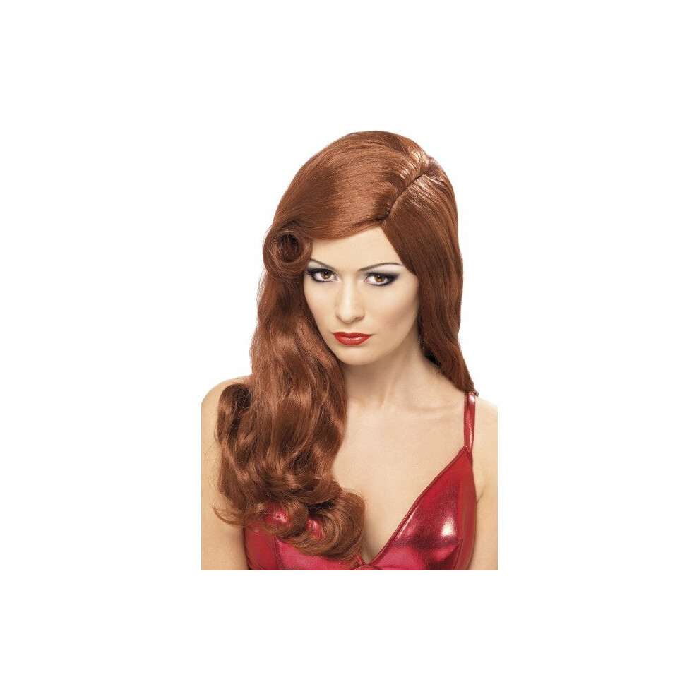 Long Women's Smiffy's Screen Sensation Auburn Wig -  wig long fancy dress silver screen auburn sensation 20s star ladies costume