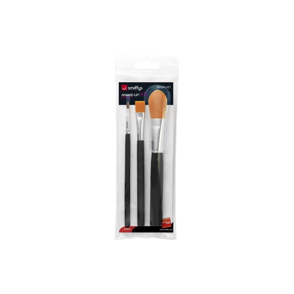 Smiffy's Cosmetic Brush Set - Pack Of 3 - Fancy Dress Make Up Face Paint -  3 cosmetic fancy dress brush set pack make up face paint smiffys brushes