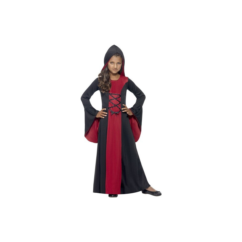 4-6 Years Red & Black Girls Vamp Costume -  costume girls dress fancy halloween hooded vampire robe smiffys childrens kids new