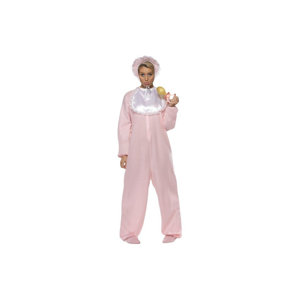 Smiffy's Women's Baby Romper Costume, Jumpsuit With Bonnet And Bib, Funny Side, -