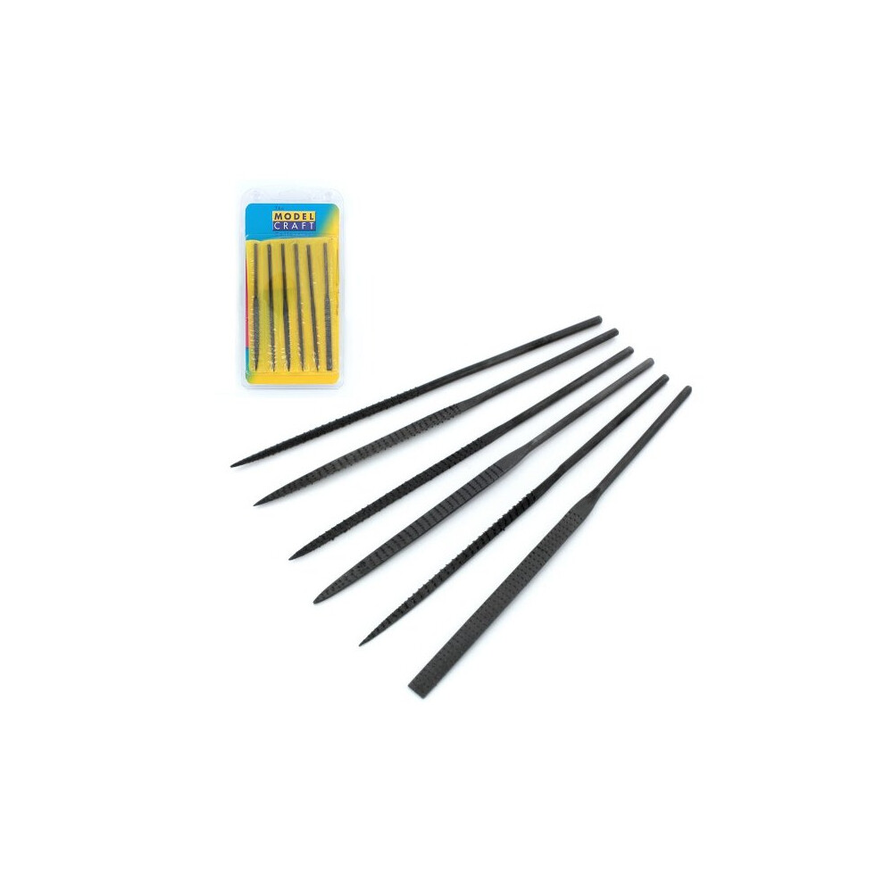 Modelcraft 6-Piece Needle Rasp File Set PFL6006 for Wax & Wood Work - Non-Clogging, Rapid Material Removal