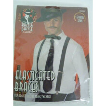 20's Black Gangster Braces - black braces fancy dress gangster mens costume elasticated 1920s accessory