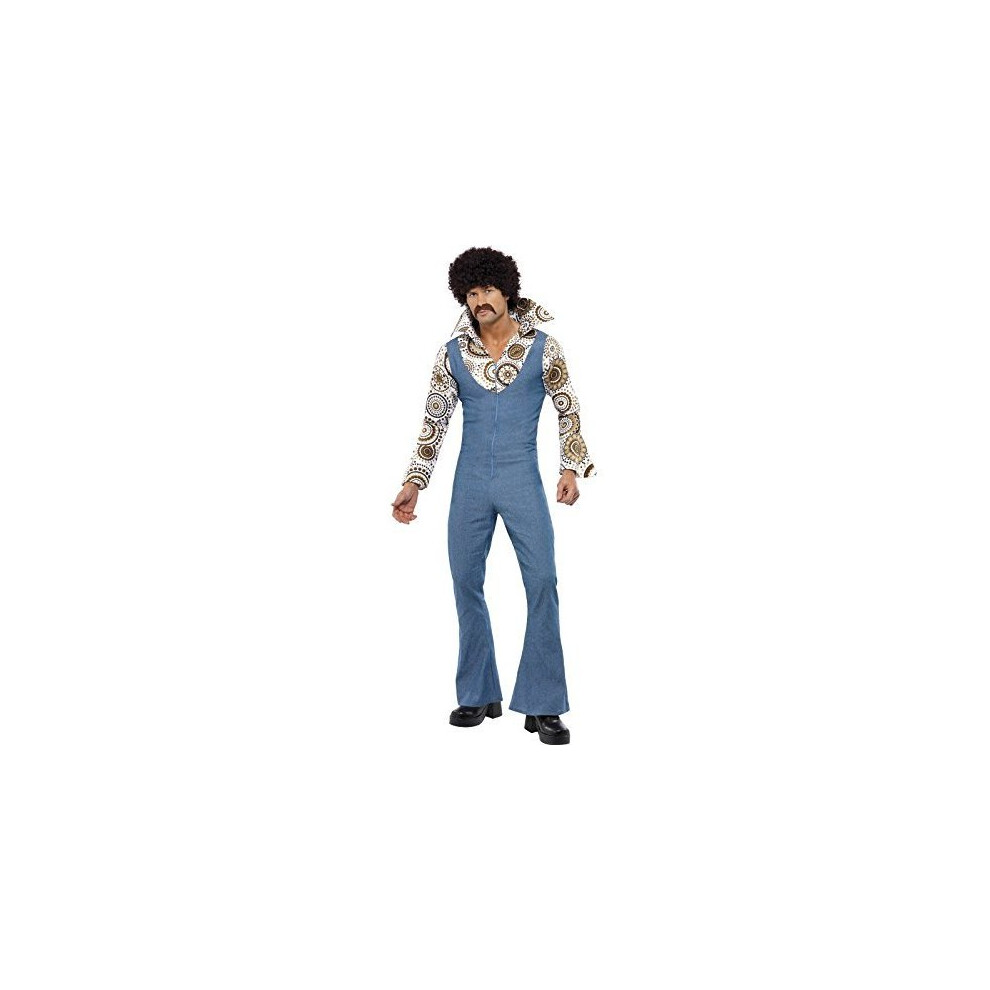 Large 70's Mens Groovy Disco Dancer Costume -  costume disco groovy fancy dress mens 70s dancer adult 60s outfit 1970s retro jumpsuit