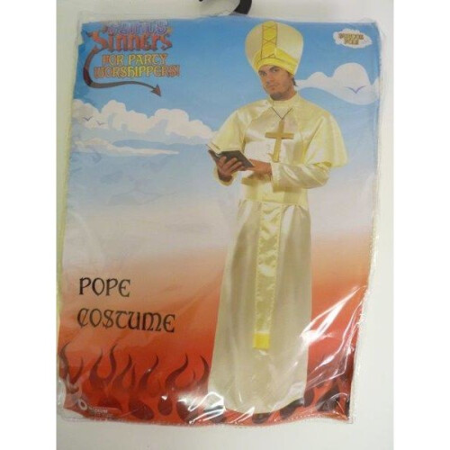 Medium White & Gold Men's Pope Costume - pope costume mens smiffys ...