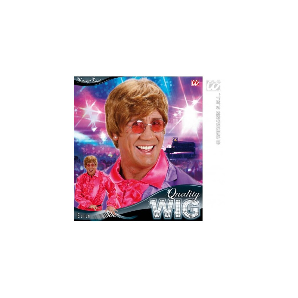 Widmann Adult's Elton John Wig - Elton Wig Auburn Accessory Fancy Dress Red