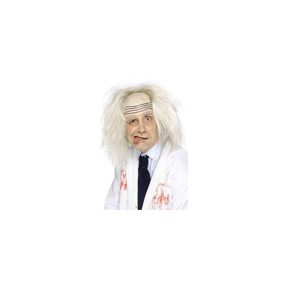 Smiffy's Madman Wig, With Bald Top - Wig Madman Fancy Dress Mens Scientist Costume Accessory Halloween Grey
