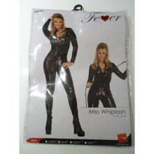 Small Black Shiny Catsuit Costume - Miss Whiplash Fancy Dress Fever Ladies - miss costume whiplash fancy dress fever catsuit ladies black halloween