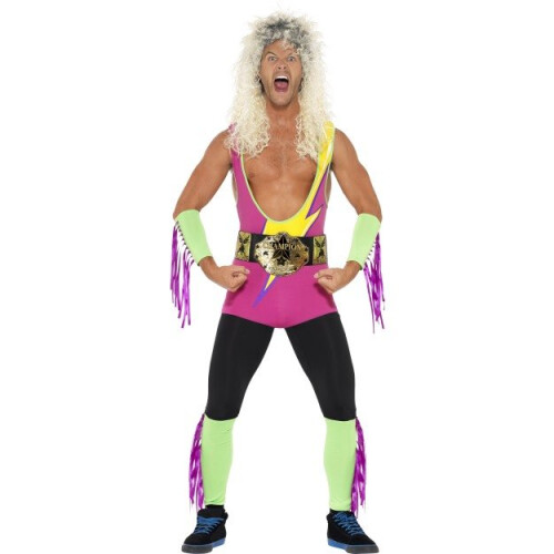 Large Men's 80's Wrestler Costume - wrestler costume mens fancy dress retro  90s adult bodysuit 80s stag outfit wrestling new on OnBuy