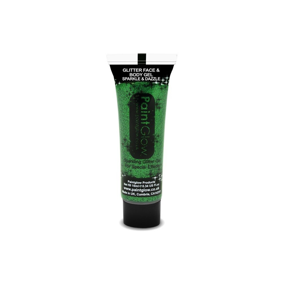 10ml Green Glitter Body Gel - Face Paintglow Festival Sparkle Make Up -  body glitter face gel paintglow festival sparkle green make up