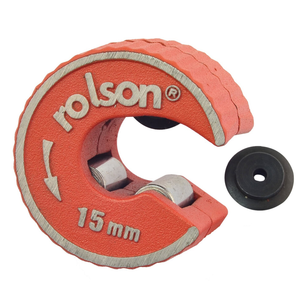 15mm Rotary Action Copper Pipe Cutter -  rolson copper pipe cutter rotary 15mm spare tube slicer 22mm selflocking wheels