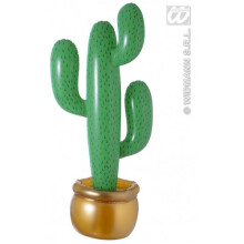 2459C 90cm Inflatable Cactus - Jumbo Western Party Decoration, Green/Black/Gold, Cowboy Theme