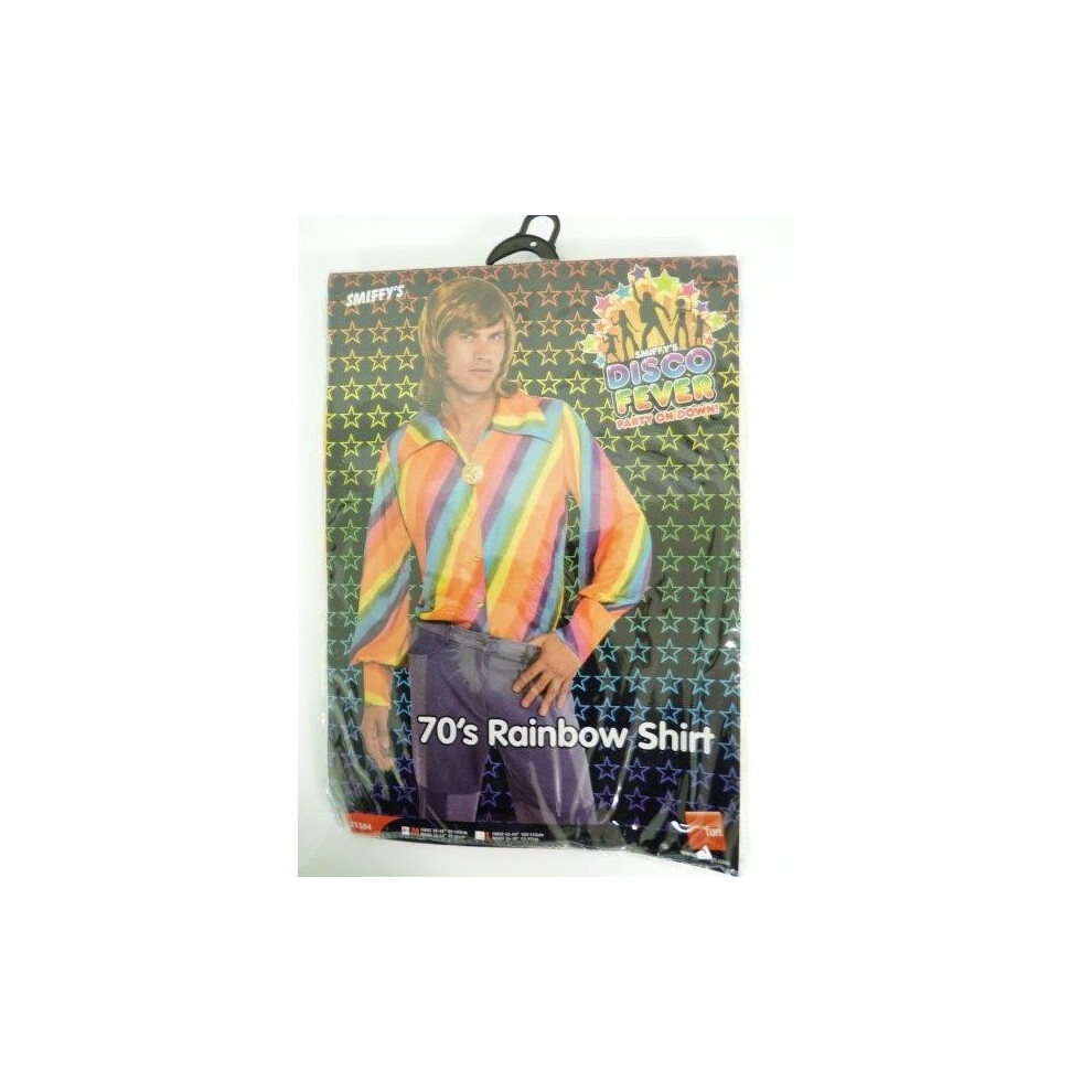 Smiffy's 1970'S Medium Rainbow Shirt - Shirt 1970S Rainbow Fancy Dress Disco Colour Mens Hippie Costume Adult 60S Hippy Not,Specified