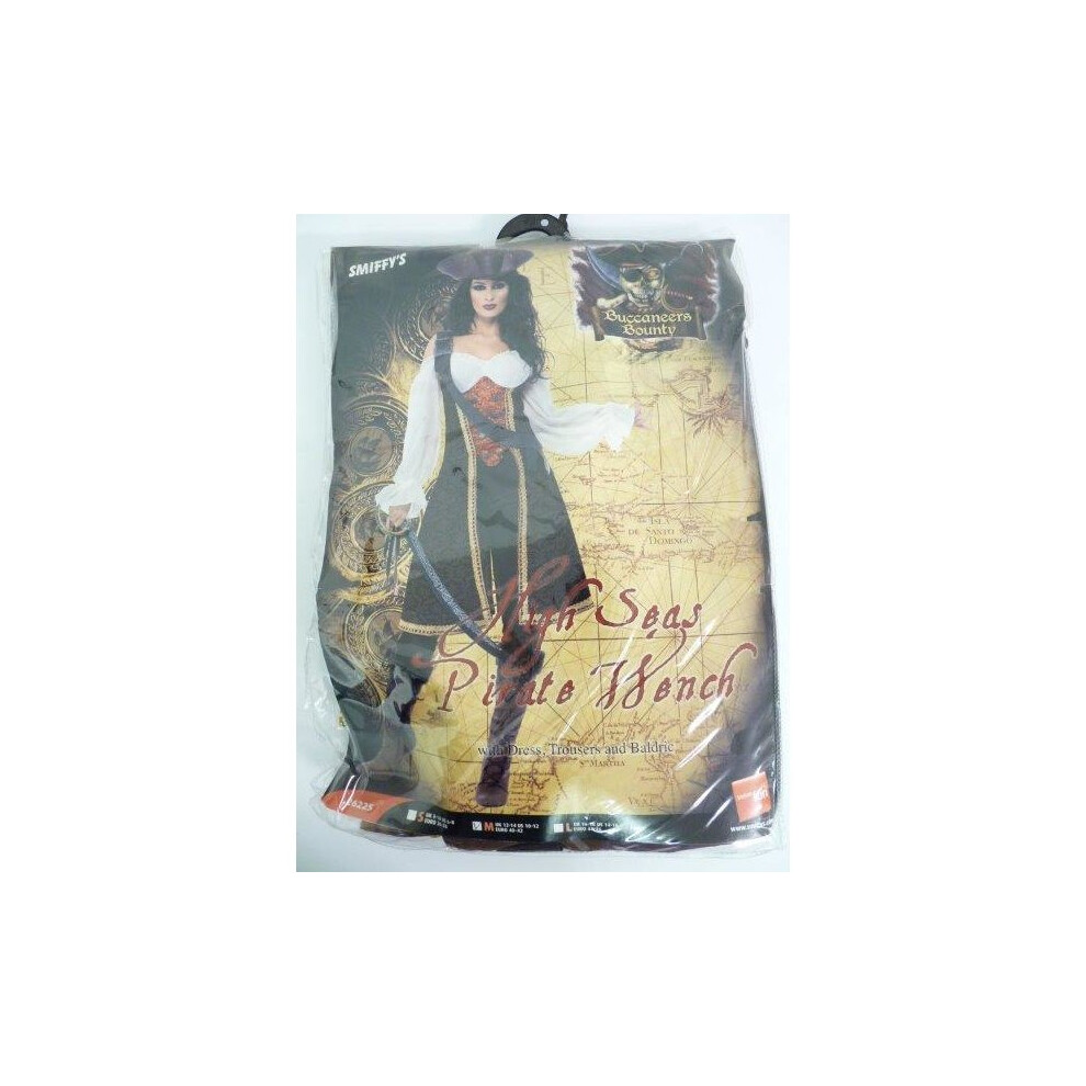 Smiffy's Medium Women's Pirate Costume - Pirate Costume Dress Wench Fancy High Seas Ladies Womens Outfit Deluxe Red/Brown